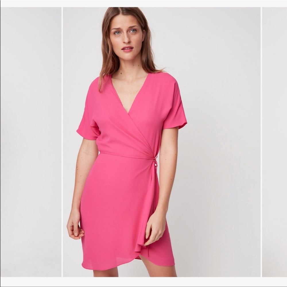 Babaton by Aritzia Wallace wrap Dress Pink size M